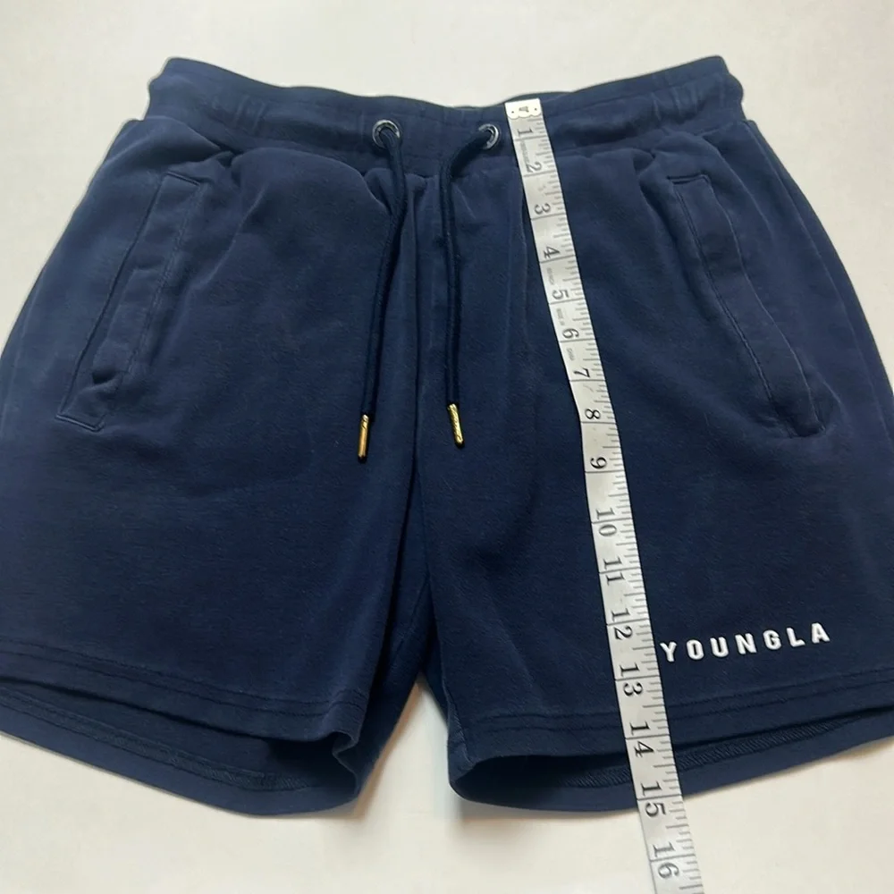 YoungLA Perfect Workout Shorts Navy Blue Size Small - Picture 8 of 12